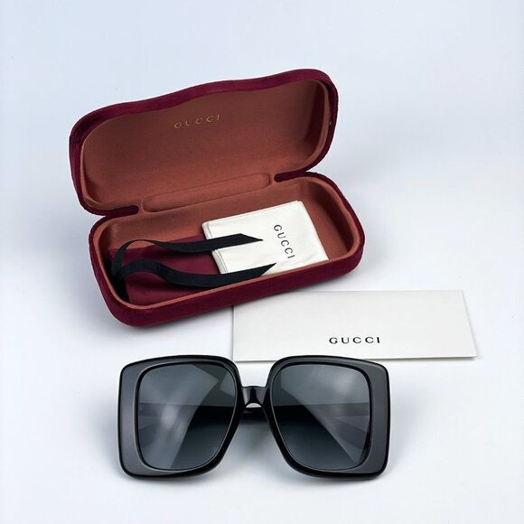 NEW Gucci GG1314S 001 Black Dark Grey Oversized Square Women Sunglasses - Picture 10 of 11